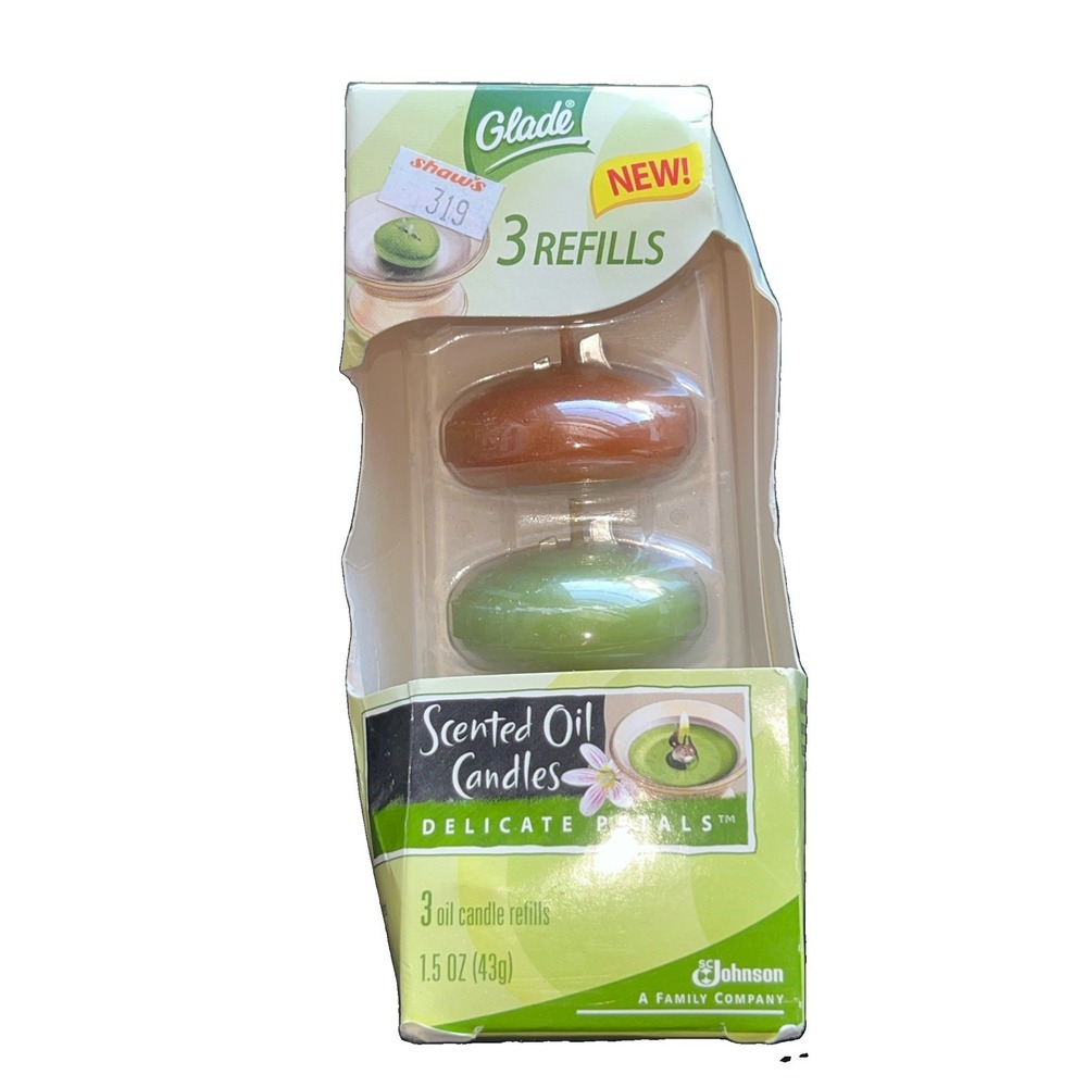 Vintage Discontinued Glade Scented Oil Candles 3 Pack Delicate Petals 1.5 Oz